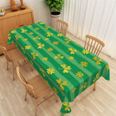 Lofaris Green Stripe Gold Clovers Rectangle Tablecloth Decor